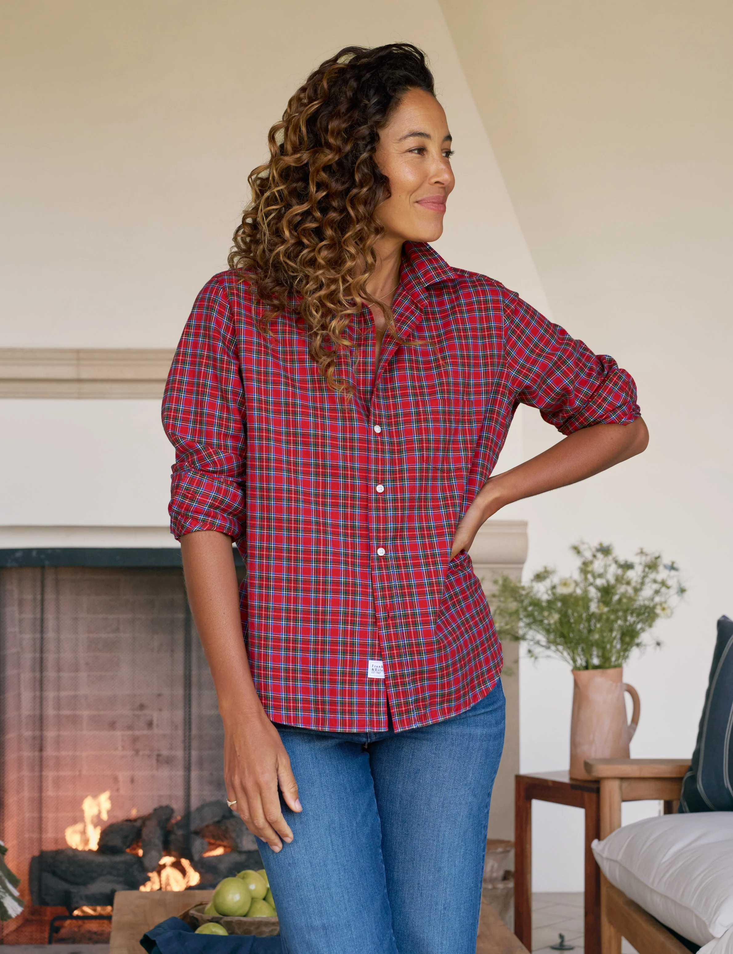 EILEEN Multicolor Small Red Plaid, Italian Flannel | Frank & Eileen