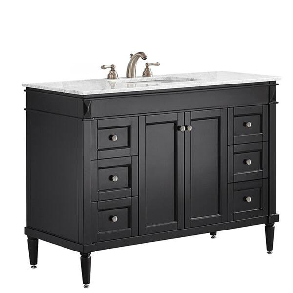 Vinnova Catania 48-inch Espresso Mirrorless Single Vanity with Carrara White Marble Top | Bed Bath & Beyond