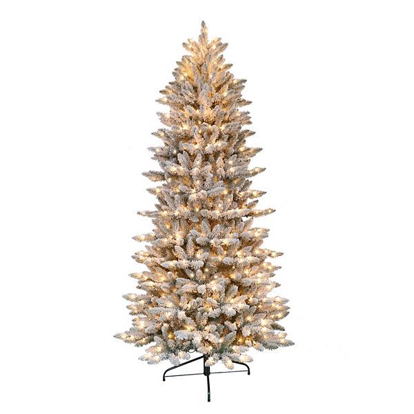 Puleo International 6-ft. Pre-Lit Flocked Slim Fraser Fir Artificial Christmas Tree | Kohl's