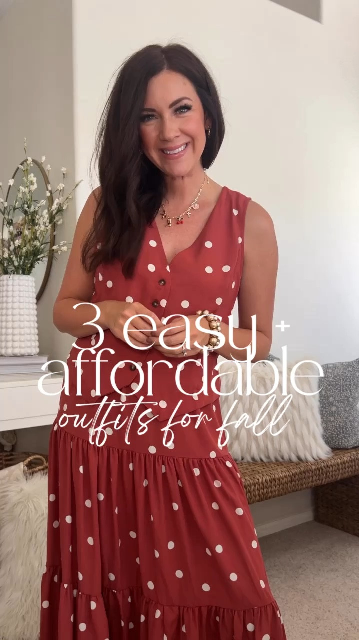  3 easy + affordable outfit ideas for fall! & #momlife approved👏🏻
.
.
SIZING—
Vest-medium
Skirt-medium
Oversized cardigan-small
Flannel blouse-medium
Gap jeans-run tts, 27 regular
Bow belt-medium, could have done a small
Polka dot flats-run tts
Amazon lady jacket/cardigan-small
Bodysuit-medium
Cropped flares-go down a size, wearing a 2 regular
.
.
All out the details are always linked in my  L T K (stylingwithkayla) 
.
.
#targetstyle #kohlsfinds #nordstrom #howyouweargap #gapjeans #oldnavystyle #walmartfashion #walmartfinds #ltksalealert #ltkfindsunder50 #targetfinds #momstyle 

#LTKSaleAlert #LTKFindsUnder50 #LTKSeasonal