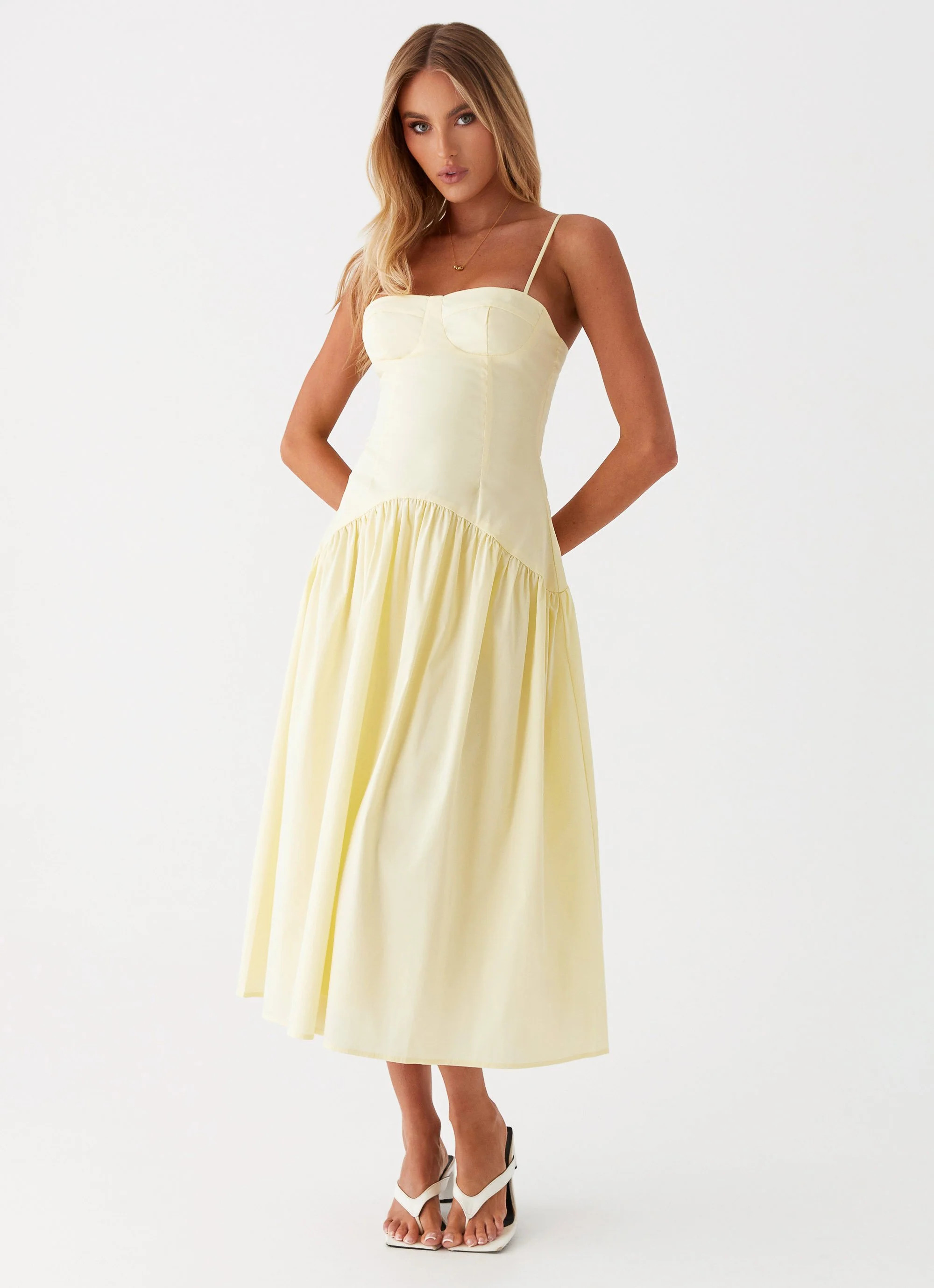 Yvette Corset Midi Dress - Yellow | Peppermayo (Global)