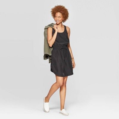 Women's Regular Fit Sleeveless U-Neck Woven Shift Dress - A New Day™ Black | Target
