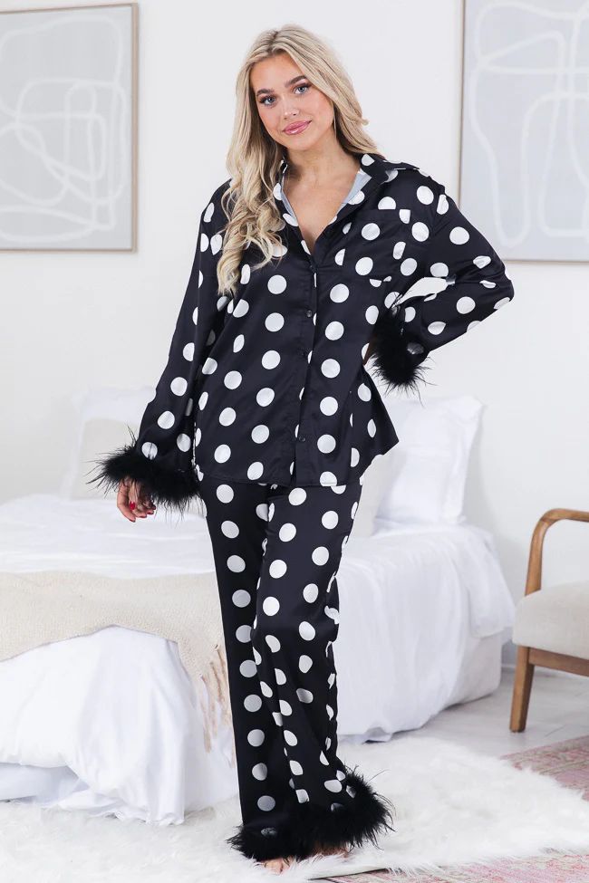 Wishful Wonderland Satin Polka Dot Pajama Bottom | Pink Lily