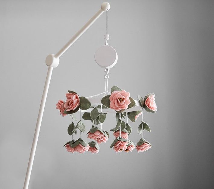 Felted Pink Roses Musical Baby Crib Mobile | Pottery Barn Kids
