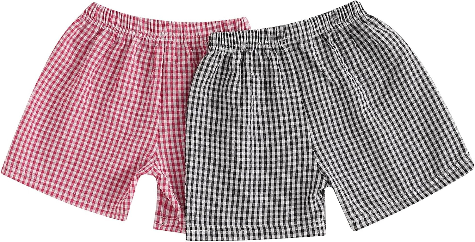 2-Pack Toddler Baby Boy Girl Gingham Seersucker Shorts Elastic Waist Check Shorts Summer Casual S... | Amazon (US)