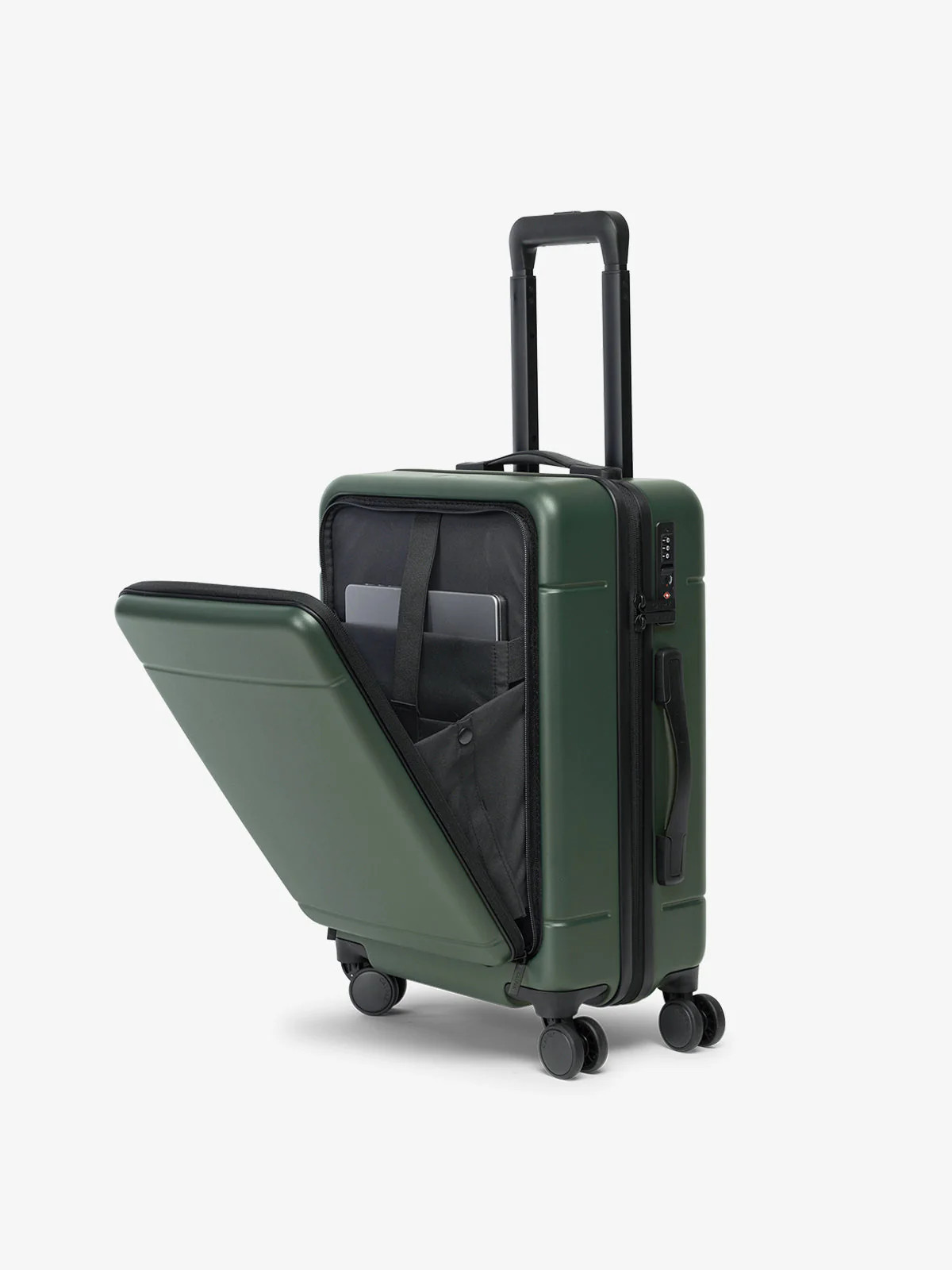 CALPAK Hue Front Pocket Carry-On Luggage in Dark Green | 20 inch | Travel Suitcase | CALPAK