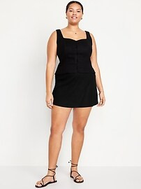 High-Waisted Faux-Wrap Linen-Blend Mini Skort | Old Navy (US)