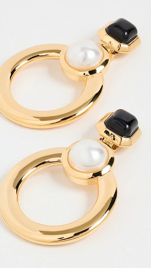 Bezel Pearl Hoop Earrings | Shopbop