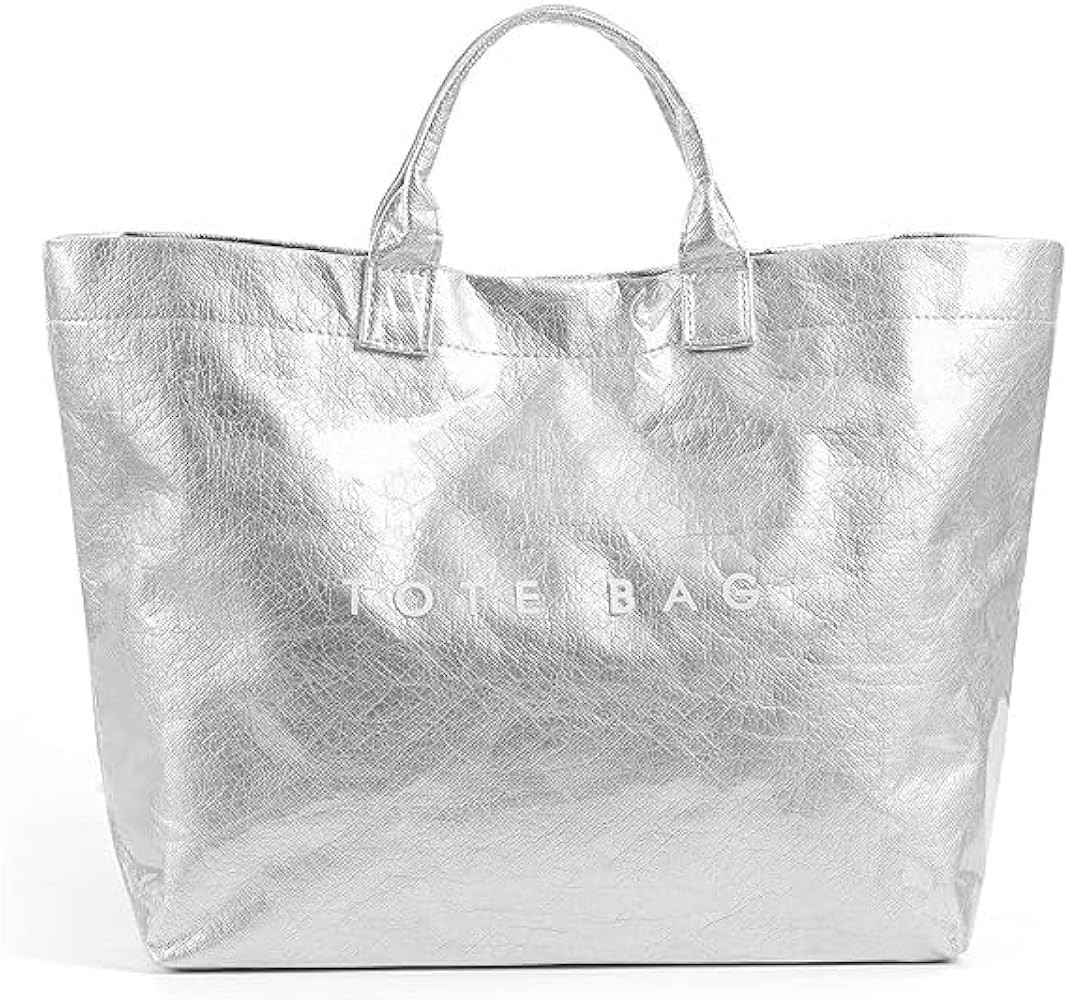 MINGRI Tote Bag for Women PVC Clear Totes Bags Large Plastic Carry All Bag Kraft Paper Shoulder H... | Amazon (US)