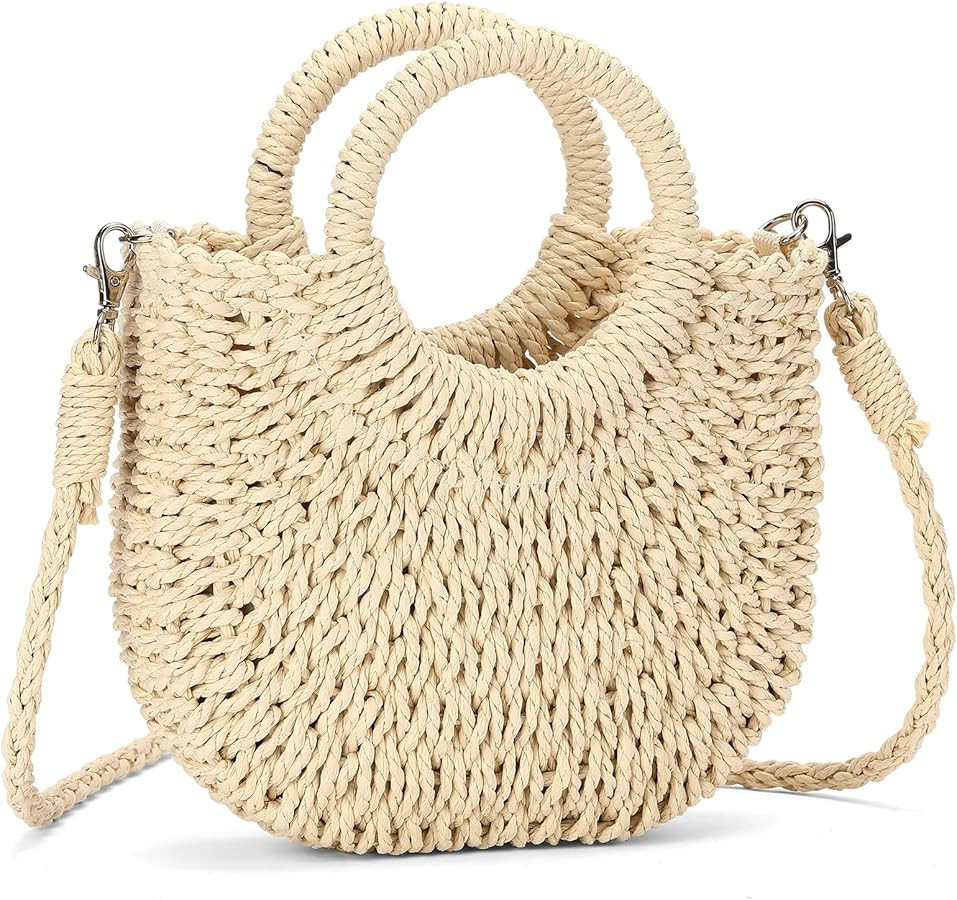 Small Straw Crossbody Bag for Women Woven Summer Shoulder Phone Purse Beach Handbag for Vacation | Amazon (US)