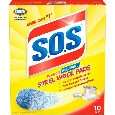 S.O.S Steel Wool Dish Scrubber Pads, 10 Pack | Walmart (US)