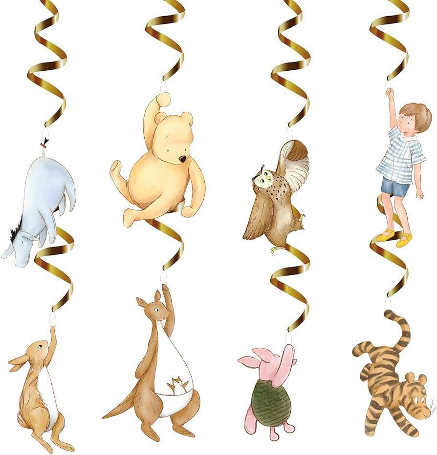 Winnie 16Pcs Swirl Hanging Decorations for Winnie Baby Shower Decorations The Pooh Birthday Decor... | Amazon (US)