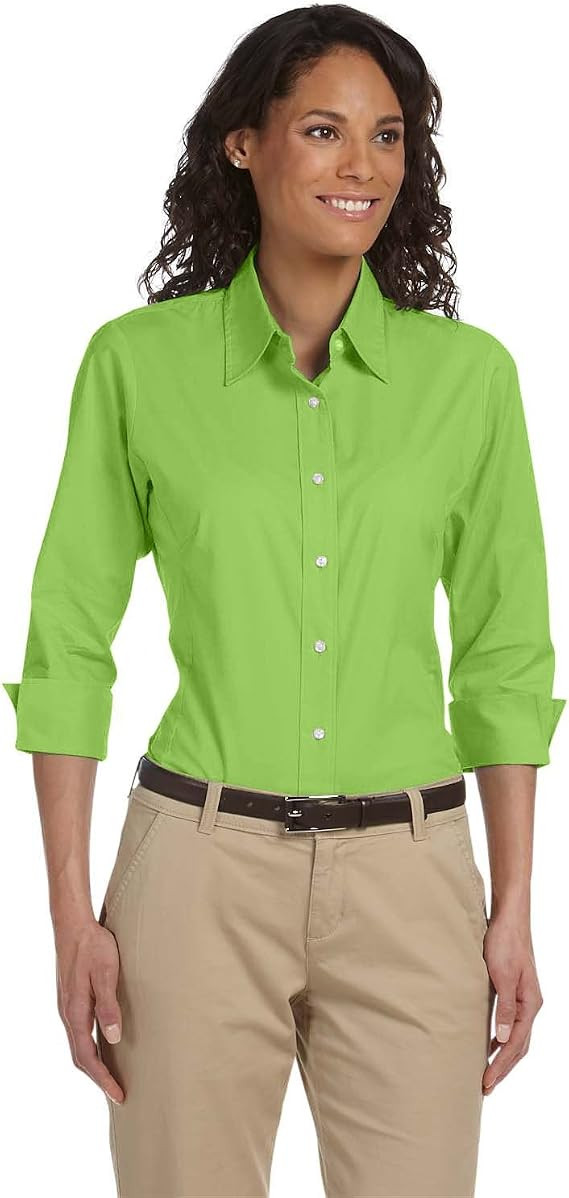 Devon & Jones Black Three-Quarter-Sleeve Stretch Poplin Blouse DP625W | Amazon (US)