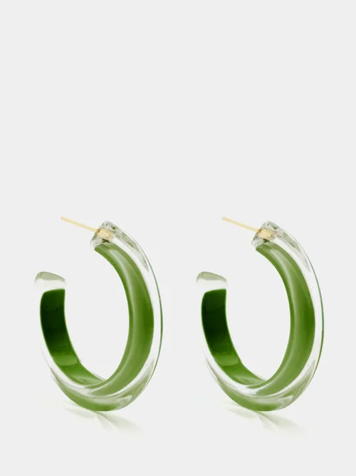 Alison Lou - Jelly Small 14kt Gold-plated Hoop Earrings - Womens - Green | Matches (US)