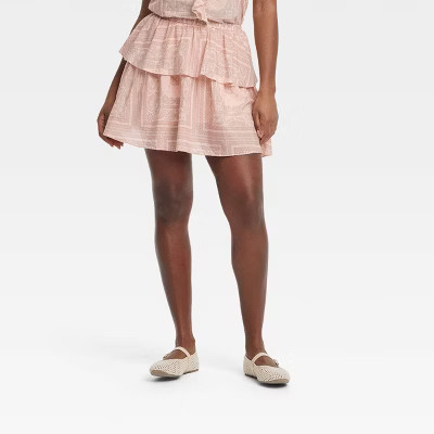 Women's Mini Ruffle Skirt - Universal Thread™ Pink Paisley XL | Target