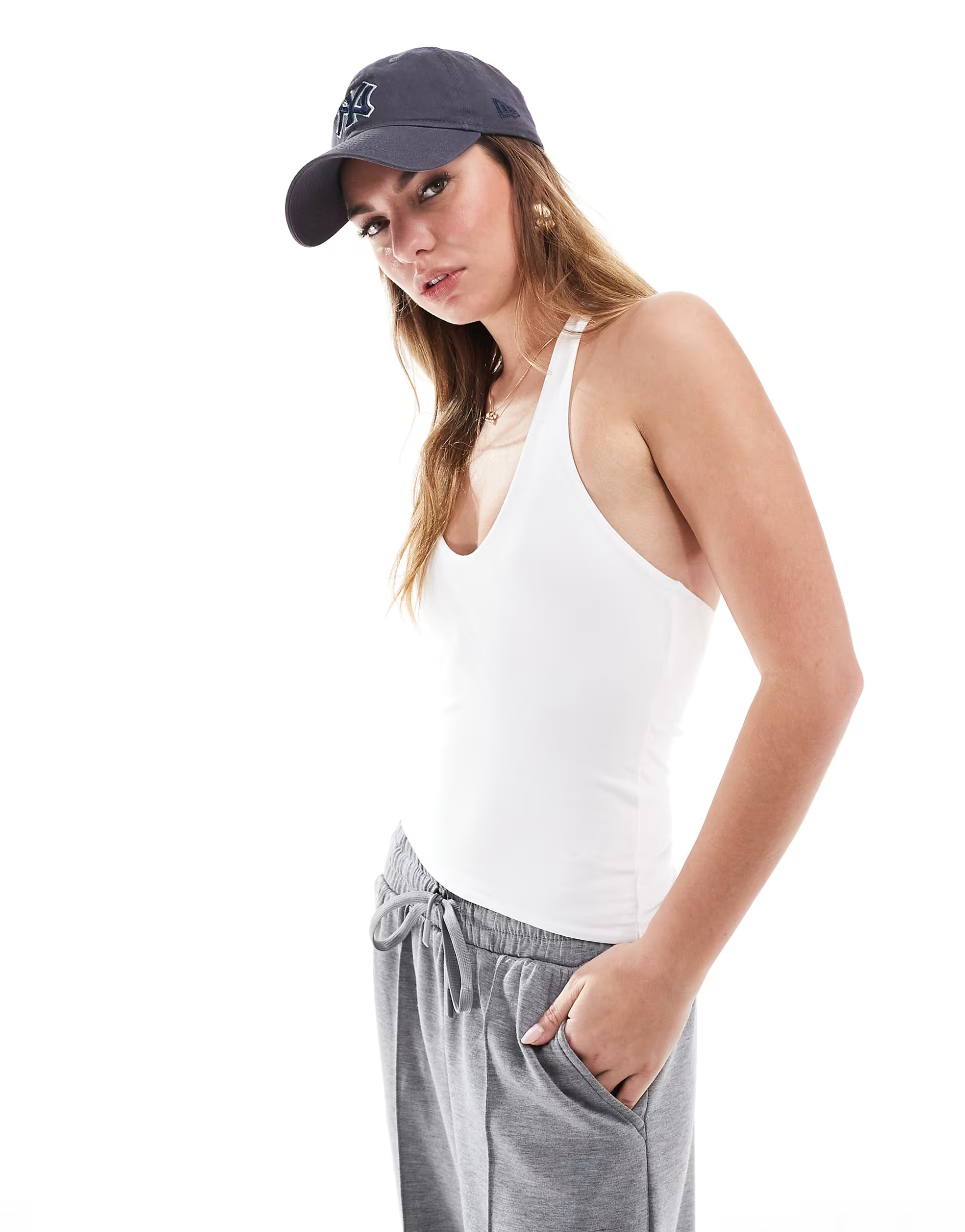 Cotton On all day v neck halter top in white | ASOS | ASOS (Global)