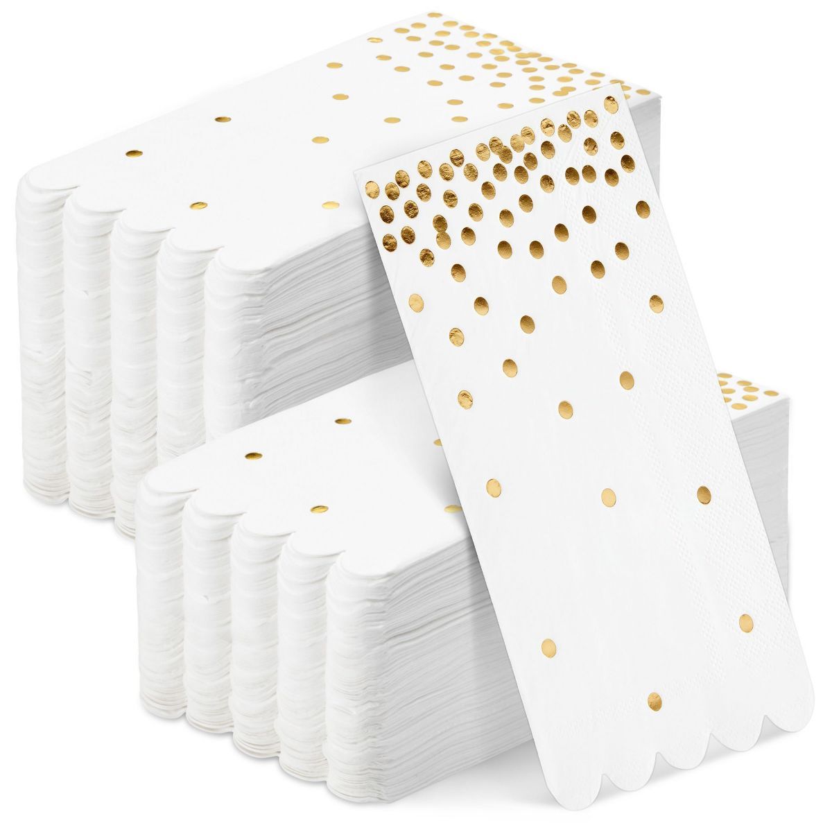 Sparkle and Bash 100-Pack White and Gold Scalloped Dinner Napkins - Gold Polka Dot Disposable Pap... | Target