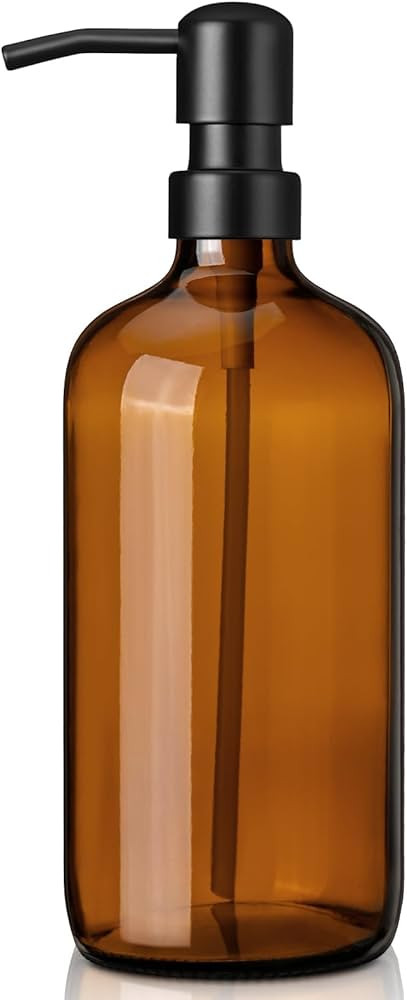 Amber Glass Soap Dispenser with 304 Stainless Steel Pump 17 oz for Kitchen Dish Soap and Bathroom... | Amazon (US)