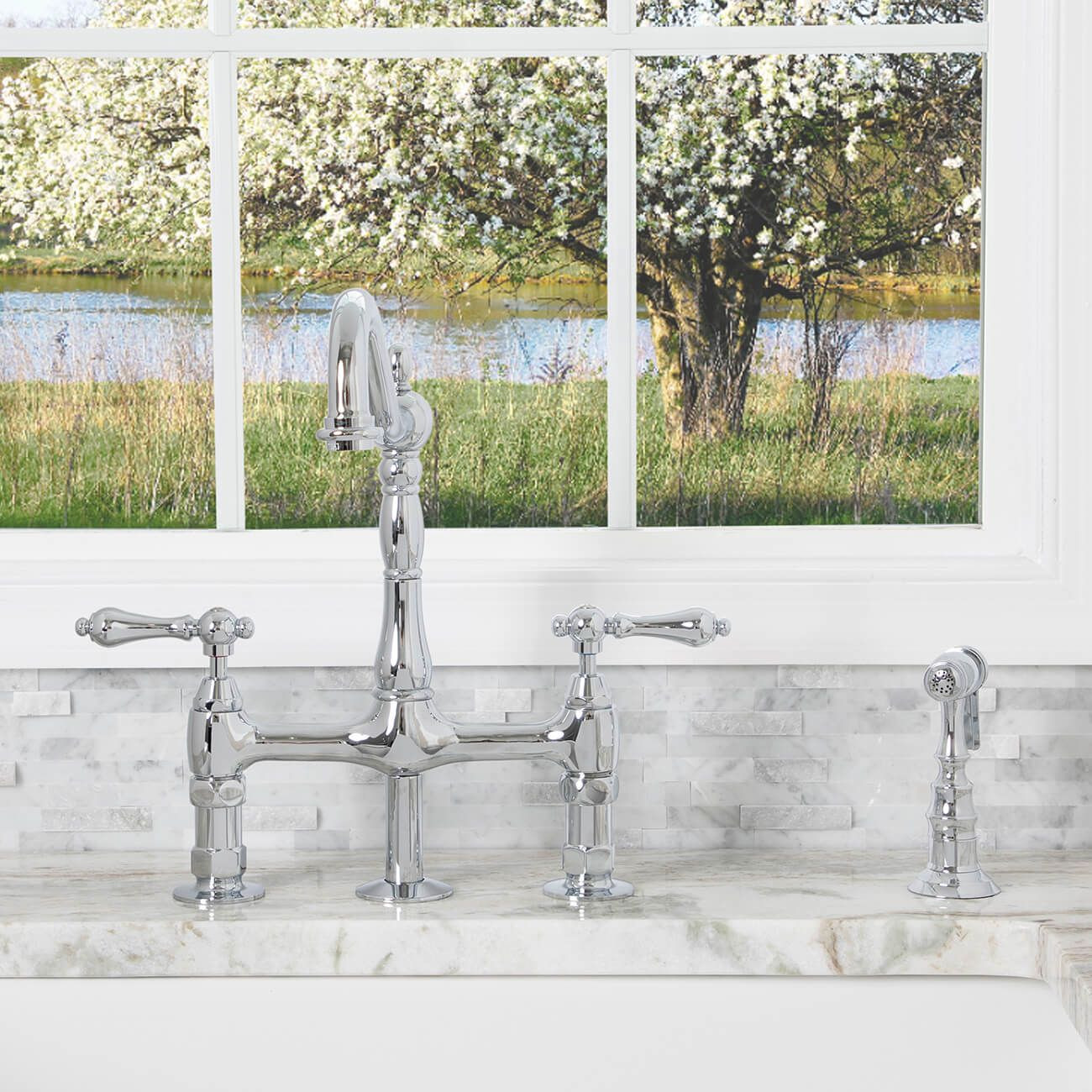 Randolph Morris Bridge Style Kitchen Faucet with Metal Lever Handles | Vintage Tub & Bath