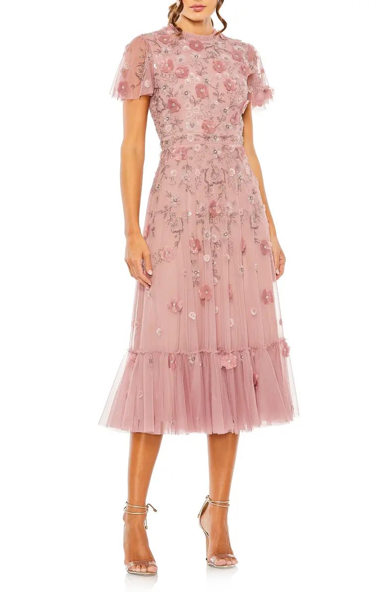 Mac Duggal Sequin Floral Cocktail Midi Dress | Nordstrom | Nordstrom