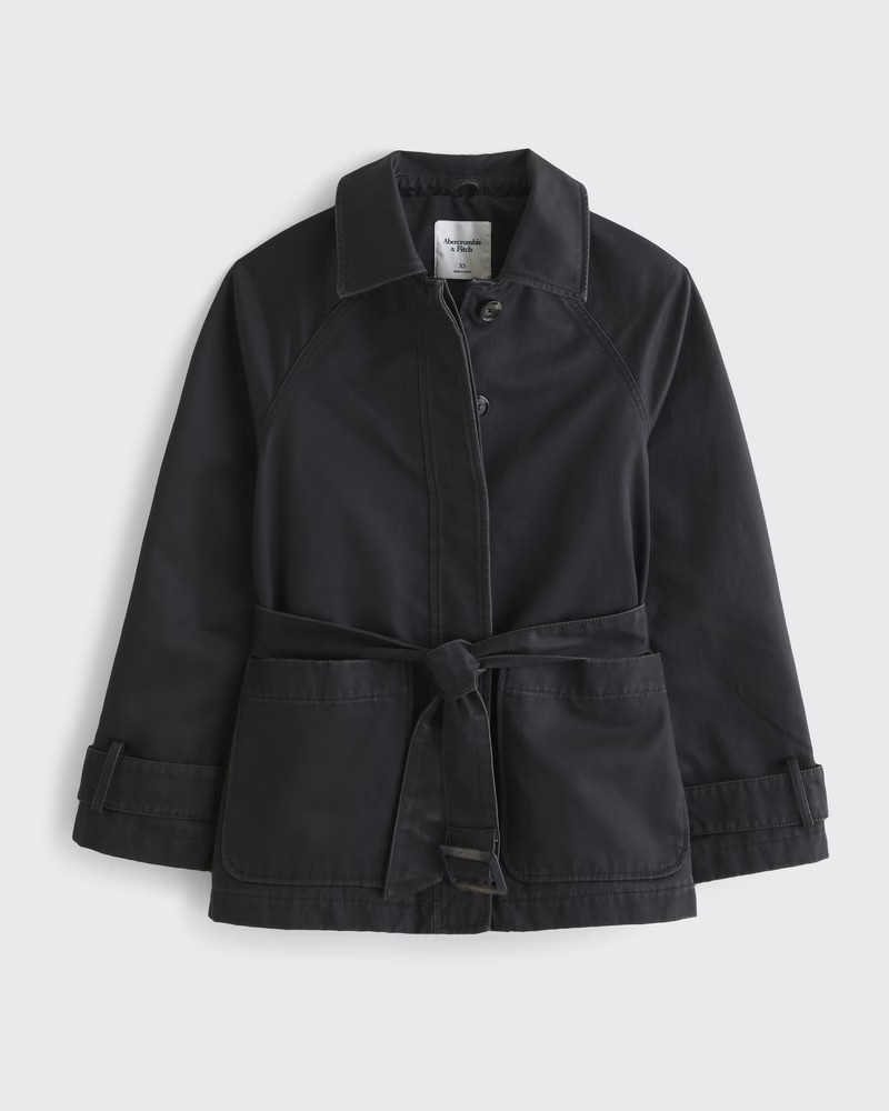 Abercrombie & Fitch Women's Waxed Belted Utility Jacket in Black - Size XXS | Abercrombie & Fitch (US)
