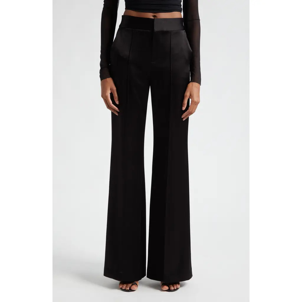 Alice + Olivia Dylan High Waist Wide Leg Pants in Black at Nordstrom, Size 8 | Nordstrom