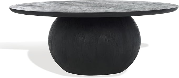 SAFAVIEH Couture Collection Gabribella Black Solid Wood Round Coffee Table | Amazon (US)