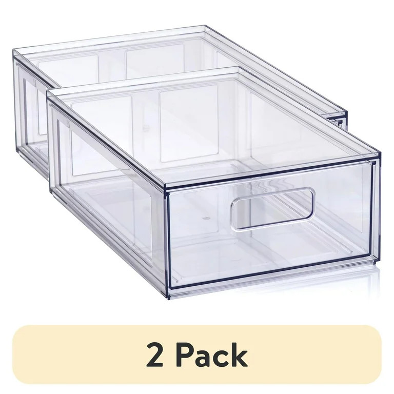 (2 pack) Mainstays Clear Glossy Plastic Pull-Out Closet Drawer Small Size, Adult Size - Walmart.c... | Walmart (US)