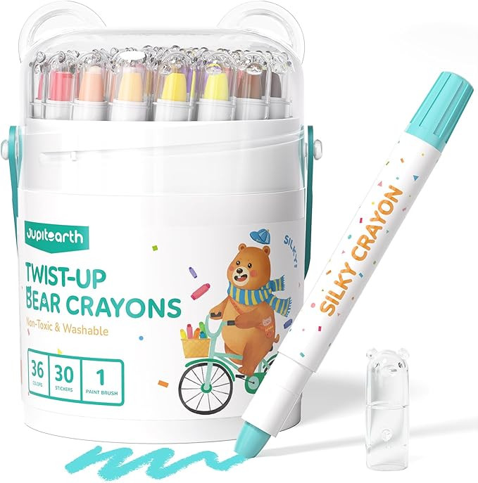 JUPITEARTH Silky Crayons for Toddlers 1-3, 36 Colors Twist Crayons, Non-Toxic, Washable, Easy-Gri... | Amazon (US)