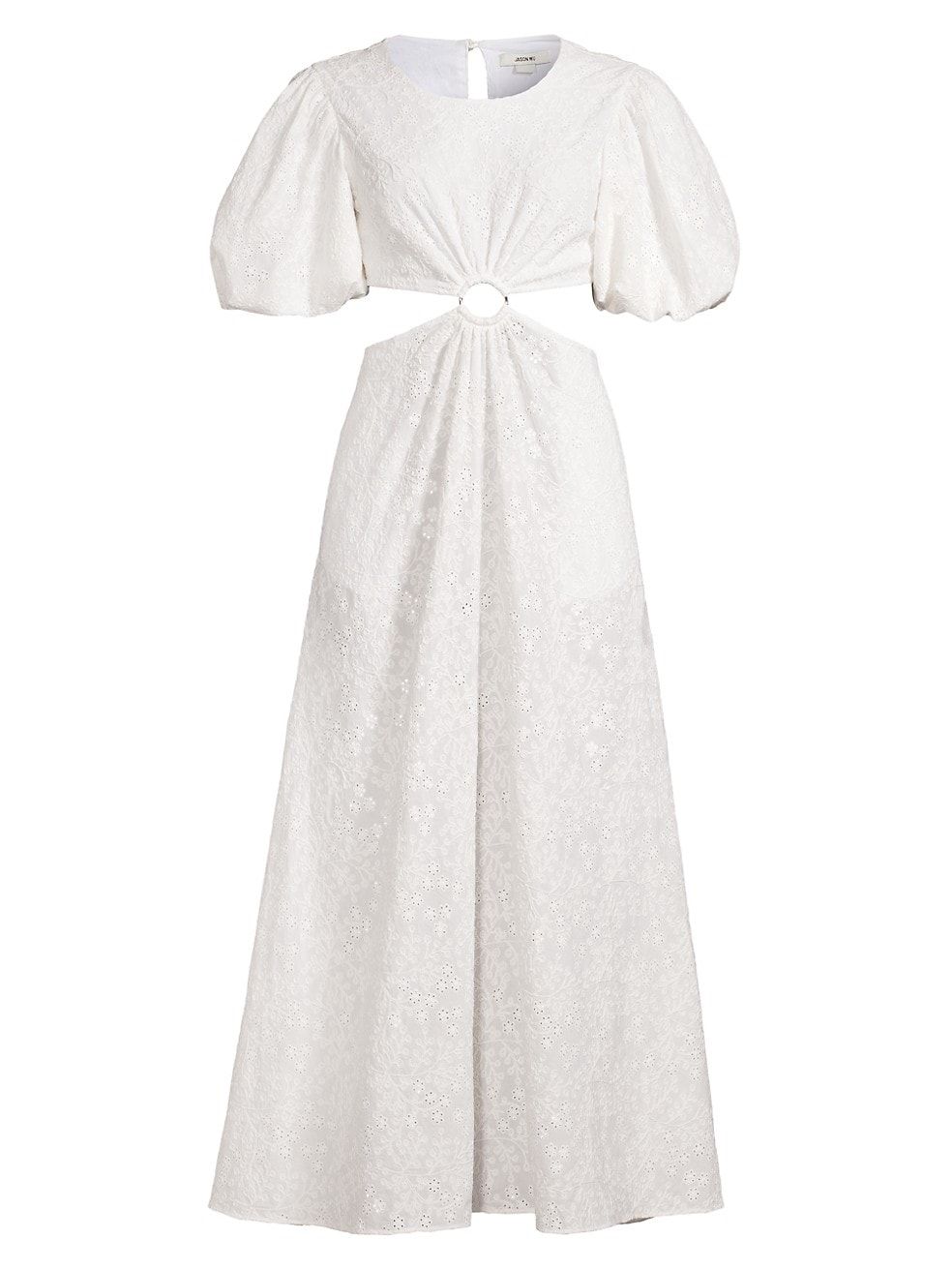 Puff-Sleeve Cut-Out Midi-Dress | Saks Fifth Avenue
