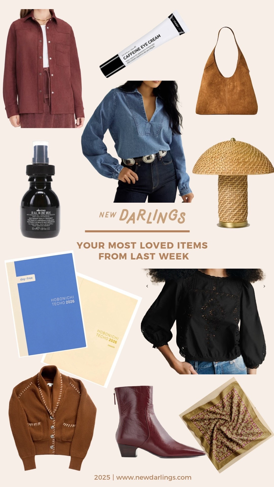 Weekly faves for the new year: my favorite journal/planner, western inspired staples for your closet (denim shirt), black lace blouse, led table lamp and my favorite eye cream 

#LTKFindsUnder100