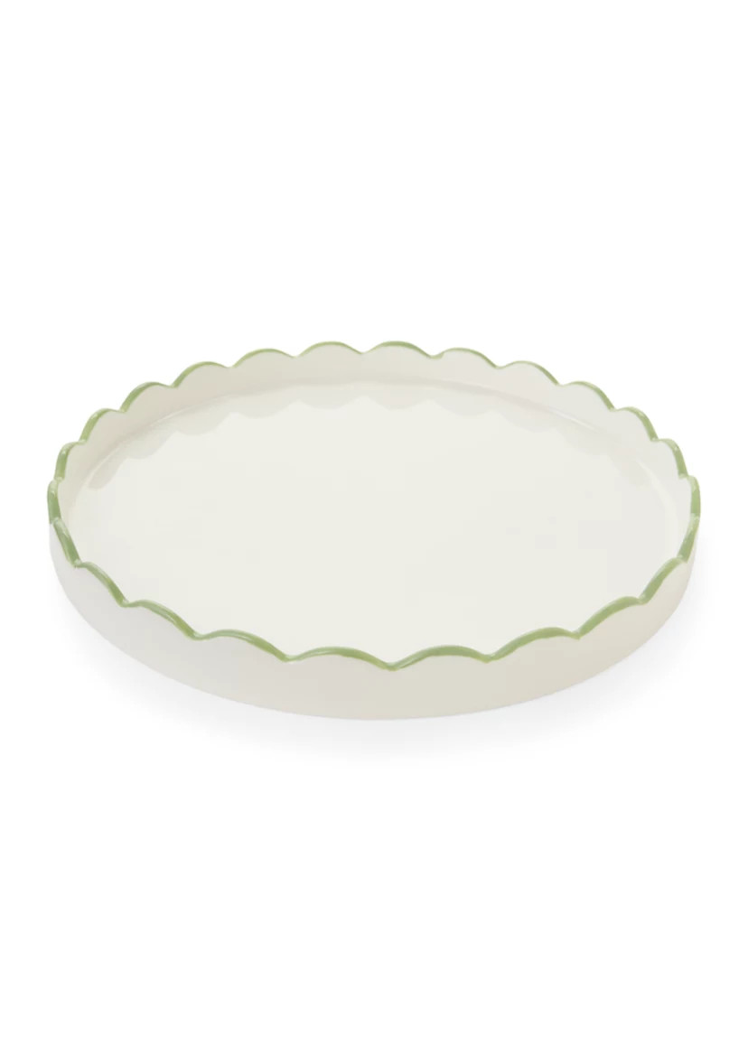 Green Rim Scallop Large Serving Tray | Belk