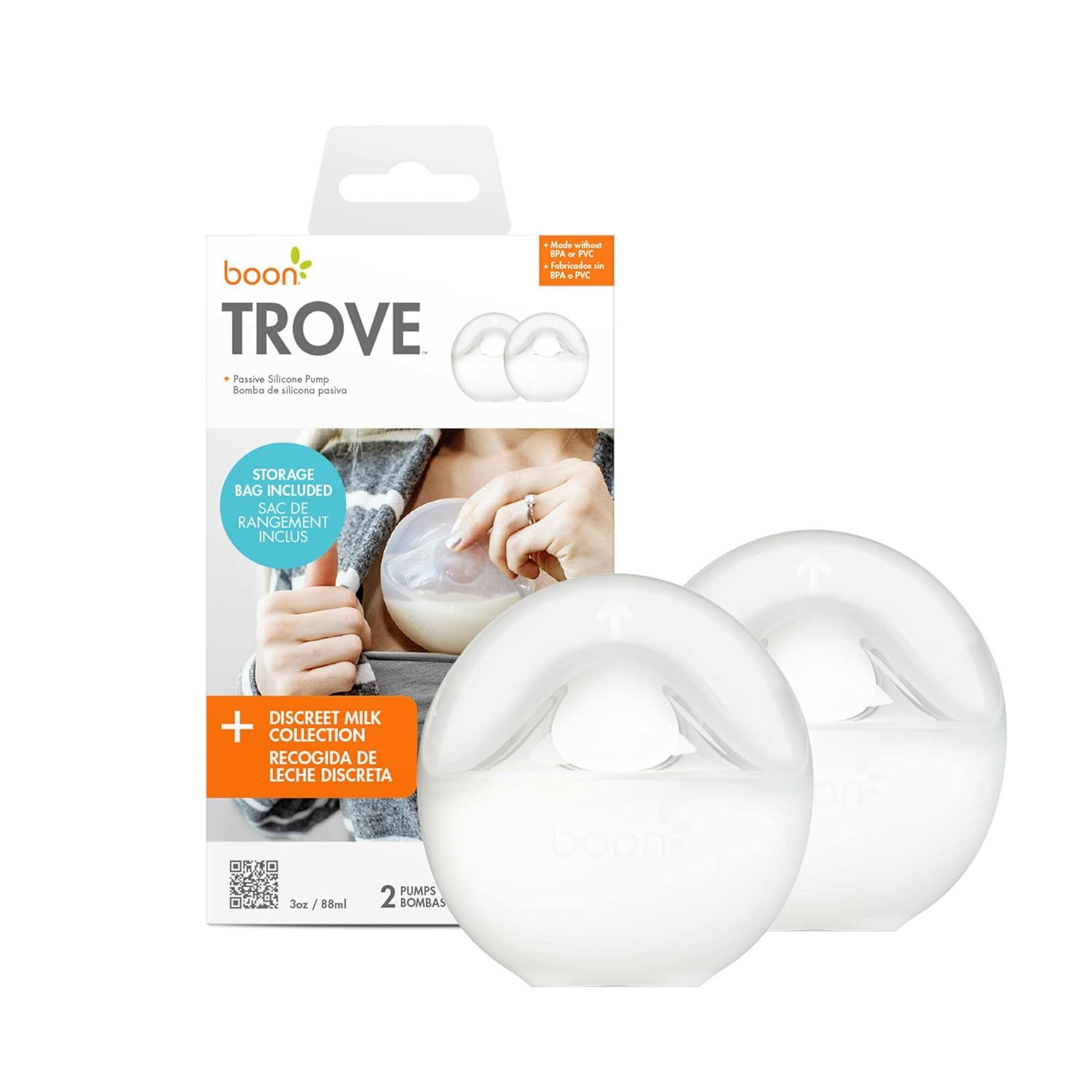 Boon TROVE Silicone Manual Breast Pump with Travel Pouch - Hands Free Breast Pump - Passive Breas... | Amazon (US)