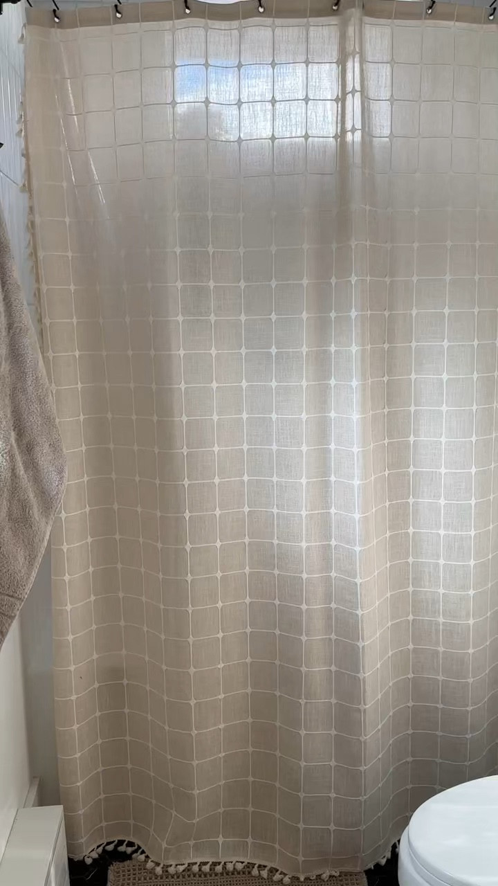 Neutral & timeless boho style linen shower curtain with plastic hooks — color: Cream/Beige - 72x78in 

#Amazonbath
#Amazonhome