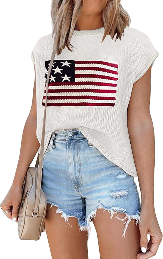 Disamer Cap Sleeve Knit Sweater Tops Sleeveless Vest 2026 Spring Clothes Oversized Summer Tank Tr... | Amazon (US)