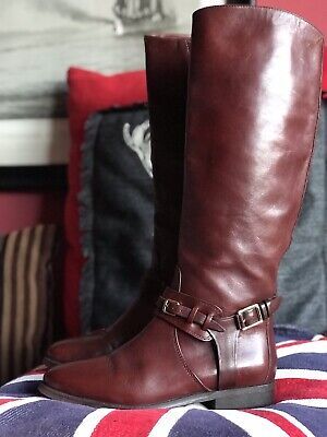Burberry burgundy leather riding boots size 35  C / 2 C  | eBay | eBay UK