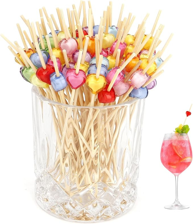 Cocktail Picks 4.7in Valentines Day Decorations 100PCS Flavored Toothpicks for Appetizers Acrylic... | Amazon (US)