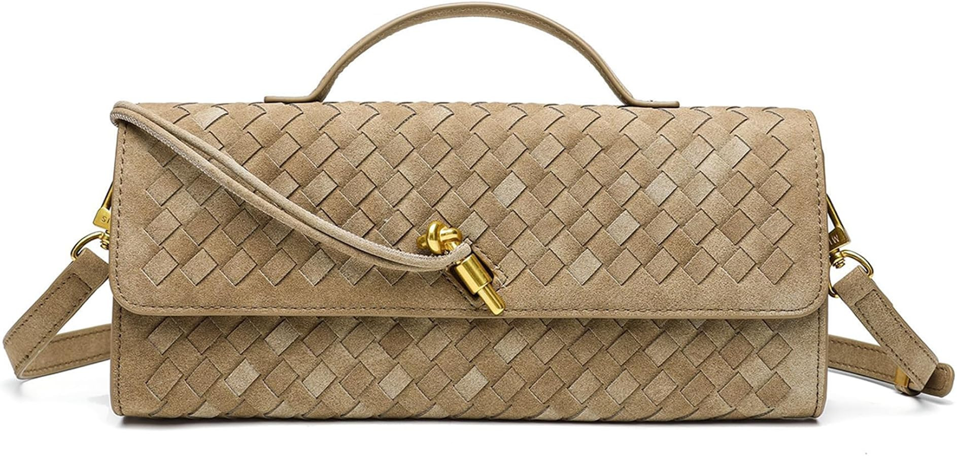 Suede Woven Clutch Purse for Women Designer Hand-woven Crossbody Satchel Bag Trendy Evening Handb... | Amazon (US)