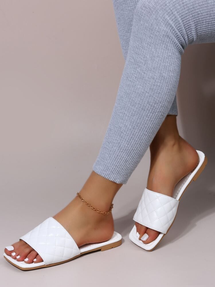 Minimalist Quilted Pattern Slide Sandals | SHEIN