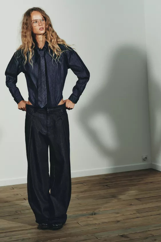 TRF DENIM TIE BODYSUIT | Zara US