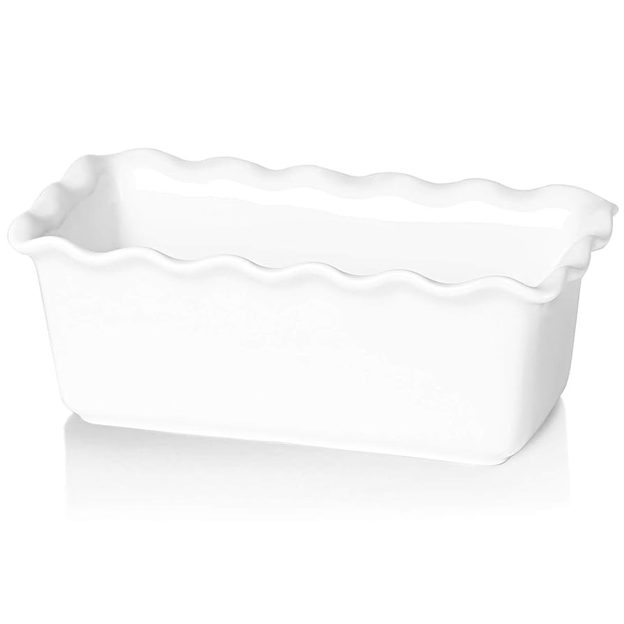 HAOTOP Porcelain Nonstick Baking Bread Loaf Pan, 8.5 x 5 Inch, White | Amazon (US)