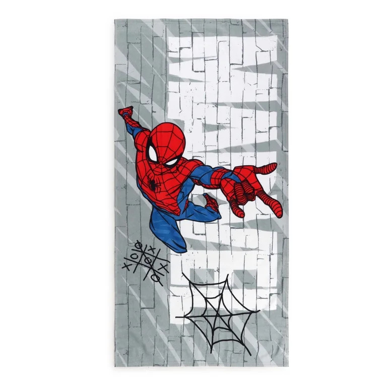 Spider-Man Marvel Brick Wall Kids Beach Towel, Cotton, Grey, Marvel, 28" x 58" | Walmart (US)