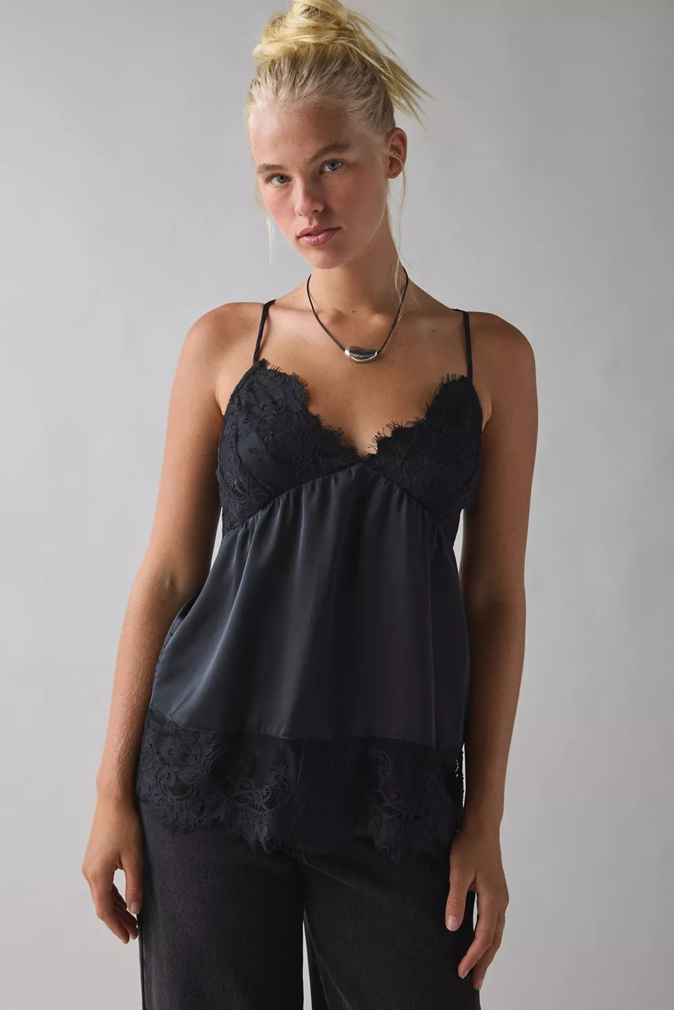UO Faye Eyelash Lace Trim Cami | Urban Outfitters (US and RoW)