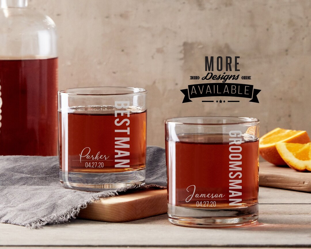 Personalized Whiskey Glasses for Groomsmen Etched Groomsman - Etsy | Etsy (US)