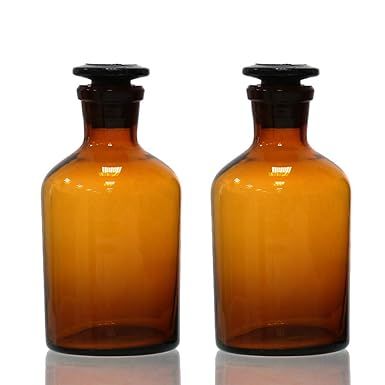 ULAB Scientific Narrow Mouth Reagent Bottle set, with Ground-in Glass Frosted Stopper, Amber glas... | Amazon (US)