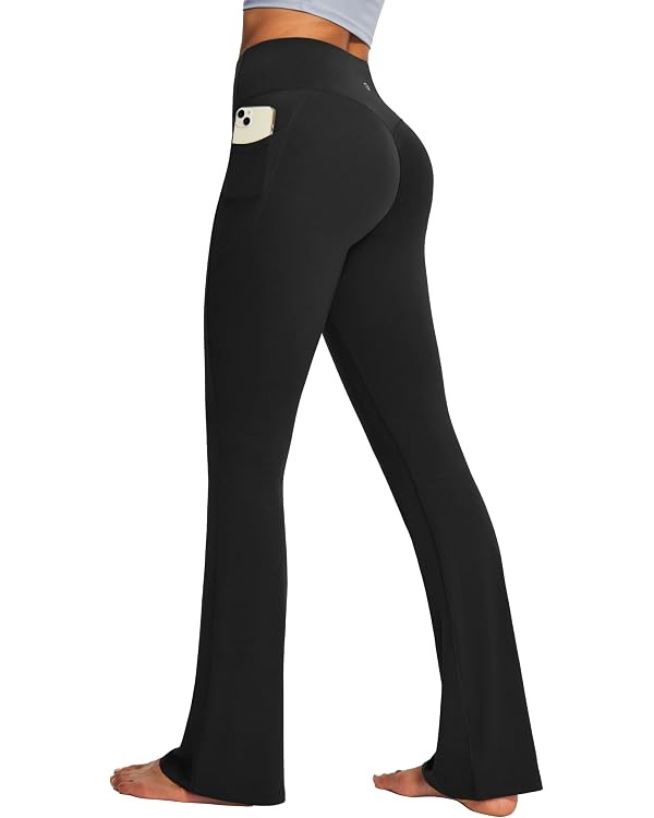 IUGA Mini Flare Leggings for Women Tummy Control Hidden Scrunch Butt Flared Yoga Pants with Pocke... | Amazon (US)