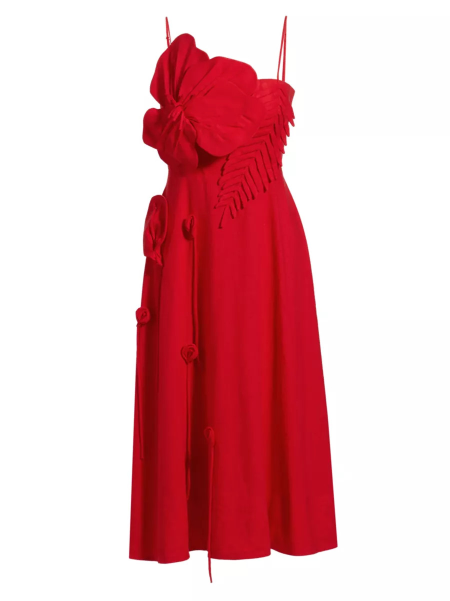 Garden Linen Midi-Dress | Saks Fifth Avenue