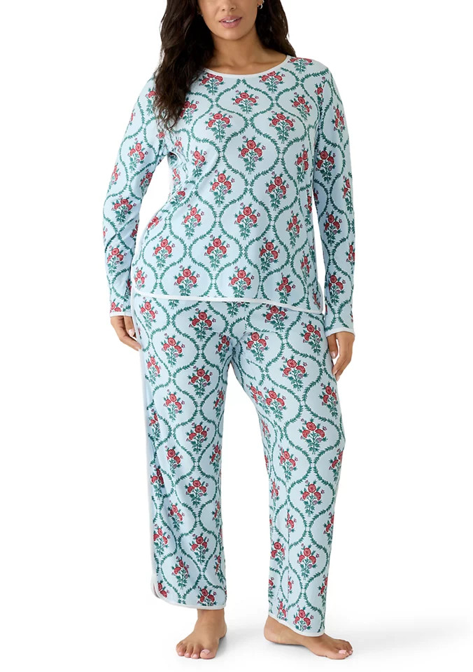 Women's Long Sleeve Shirt, Shorts and Pants Pajama Set | Belk