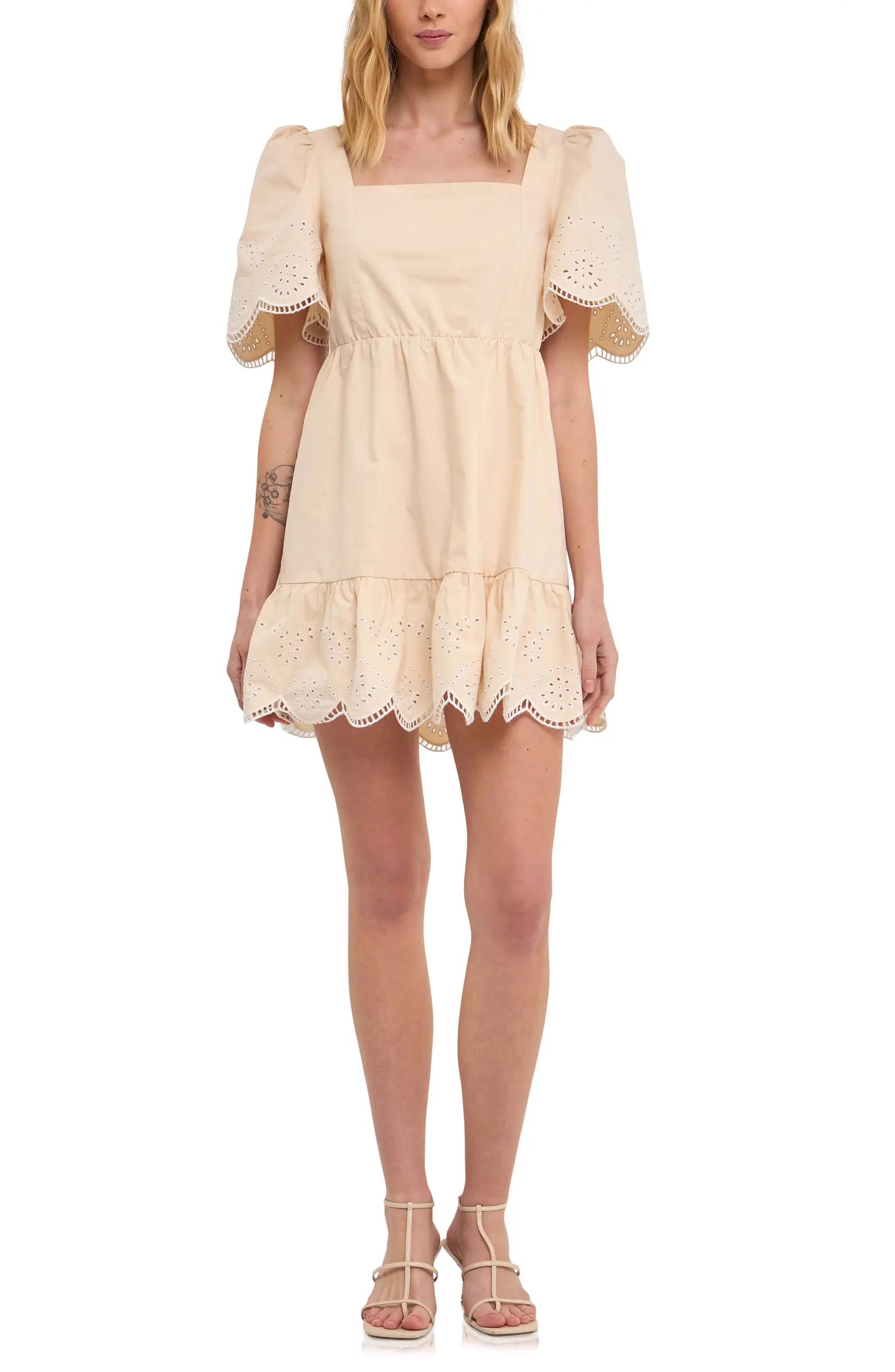 English Factory Embroidered Ruffle Square Neck Dress | Nordstrom | Nordstrom