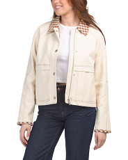 Denim Jacket With Gingham Detailing | Midweight Jackets | Marshalls | Marshalls